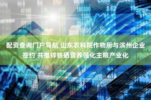 配资查询门户导航 山东农科院作物所与滨州企业签约 共推锌铁硒营养强化主粮产业化